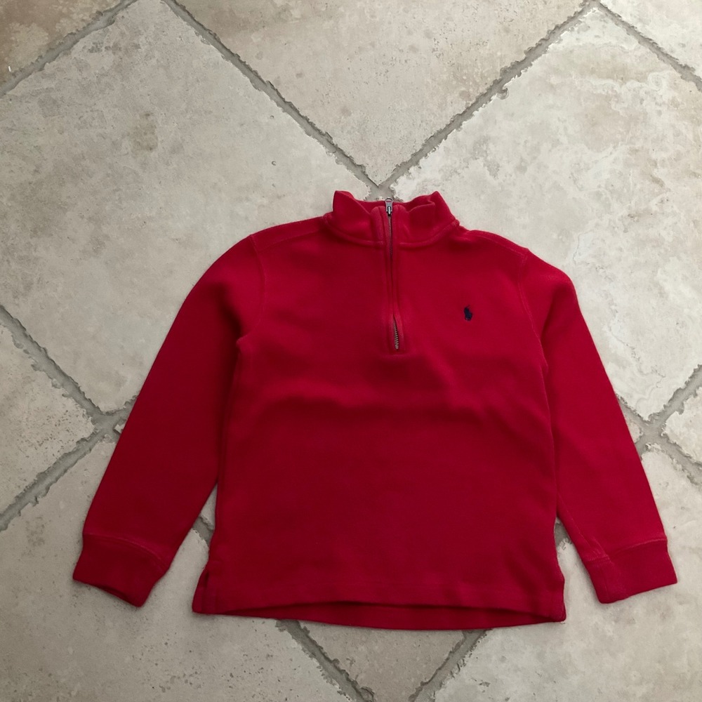 Polo Ralph Lauren Red Quarter Zip Pullover Sweatshirt Kids Size 7 Mock Neck